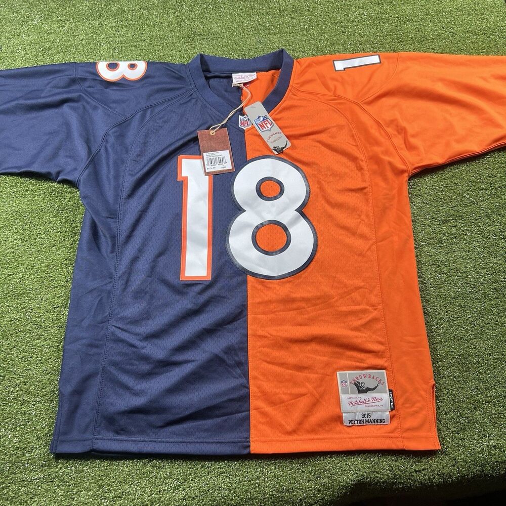 Peyton Manning 2015 Mitchell & Ness Broncos Split Throwback Legacy Jersey XL